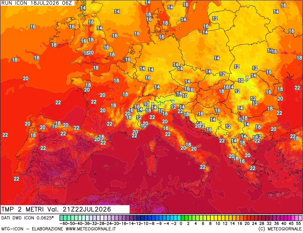 mappa Temp 2 metri