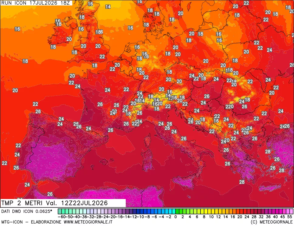 mappa Temp 2 metri