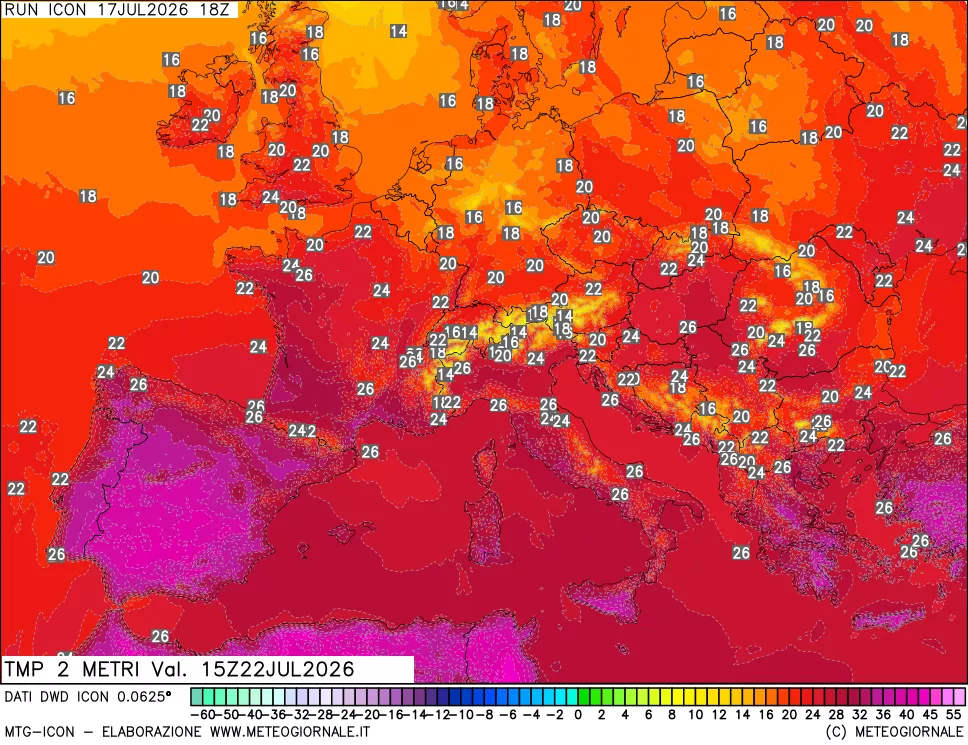 mappa Temp 2 metri