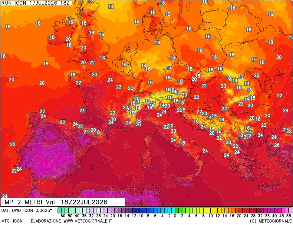 mappa Temp 2 metri