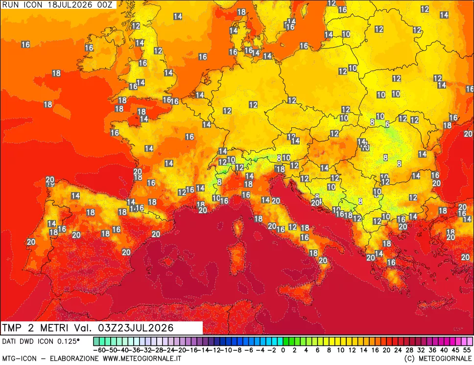 mappa Temp 2 metri