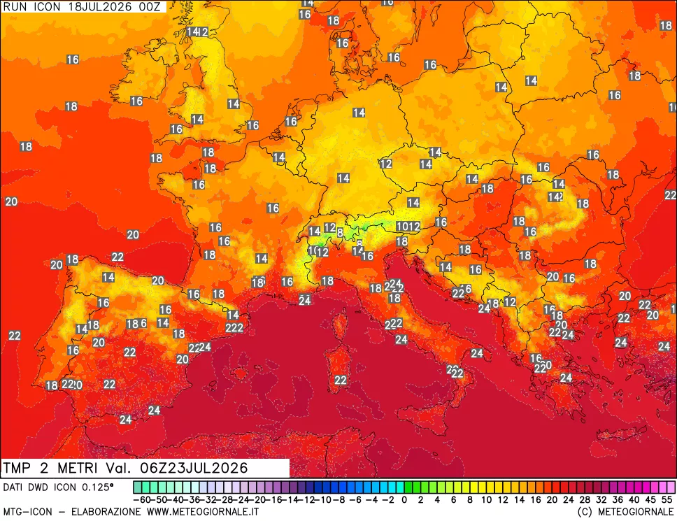 mappa Temp 2 metri