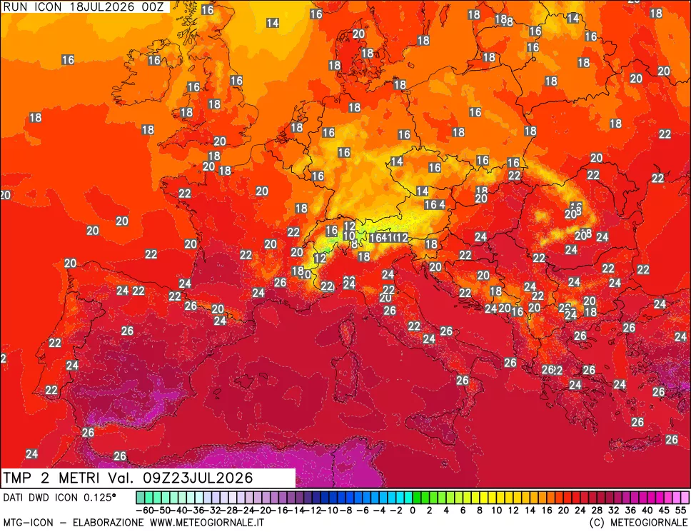 mappa Temp 2 metri