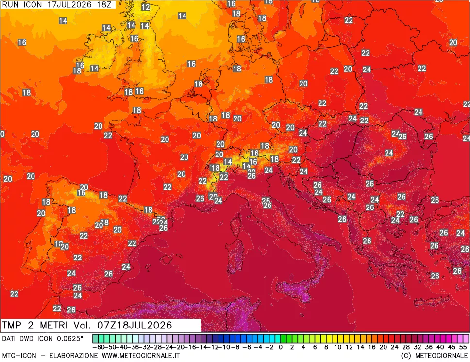 mappa Temp 2 metri