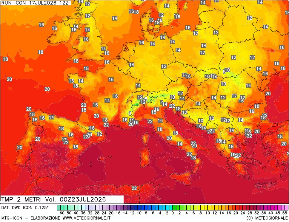 mappa Temp 2 metri