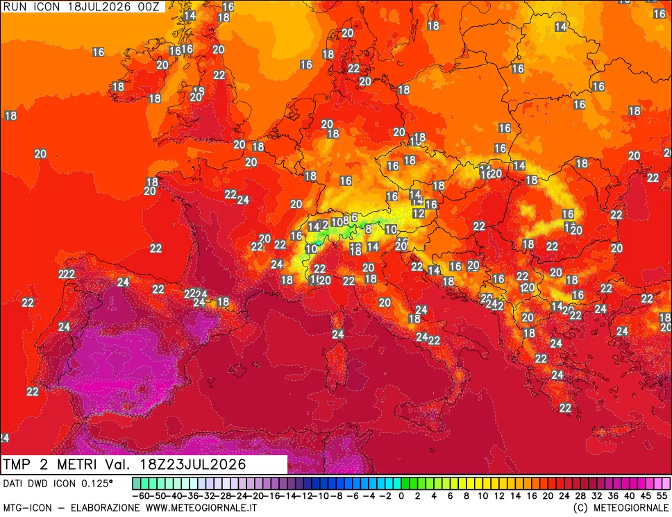 mappa Temp 2 metri