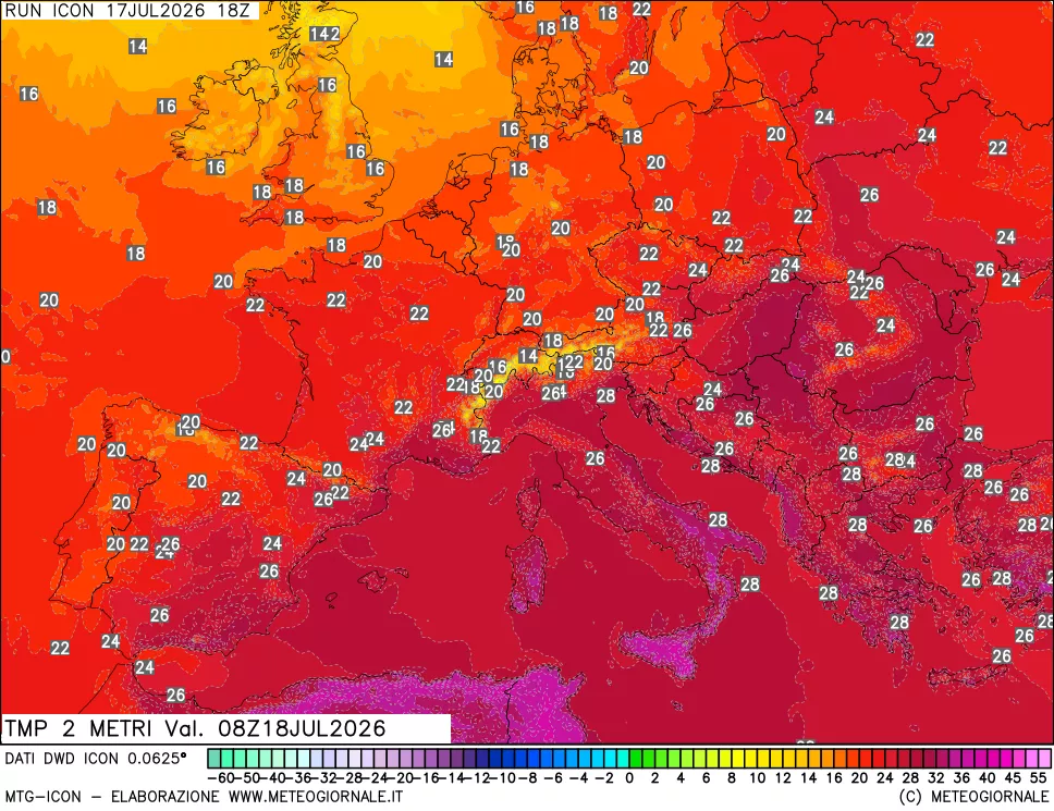 mappa Temp 2 metri