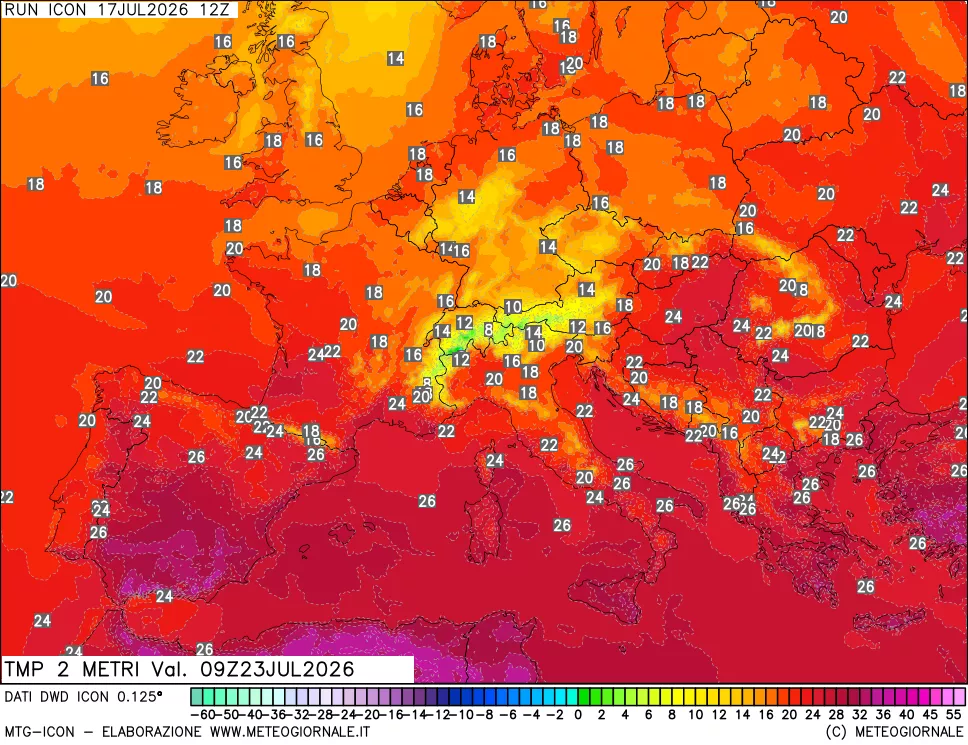 mappa Temp 2 metri