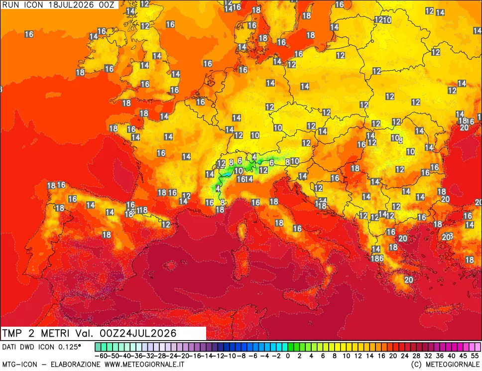 mappa Temp 2 metri