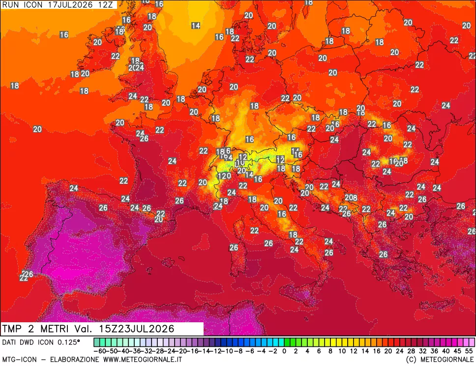mappa Temp 2 metri