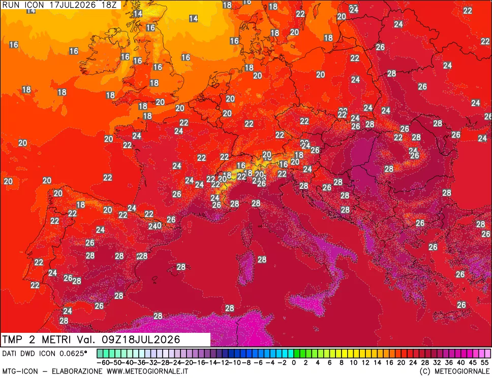 mappa Temp 2 metri