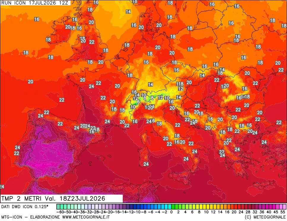 mappa Temp 2 metri