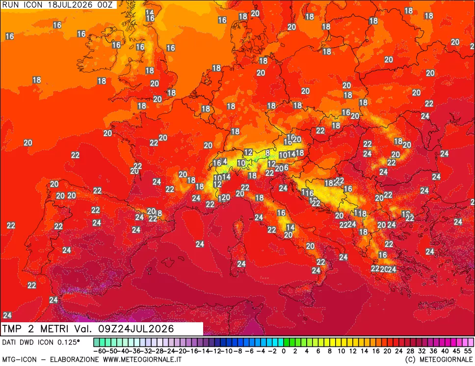 mappa Temp 2 metri