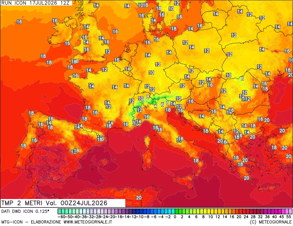 mappa Temp 2 metri