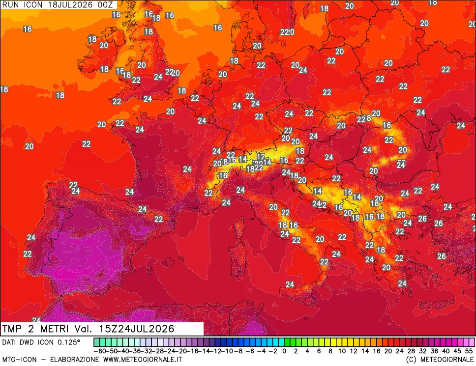mappa Temp 2 metri