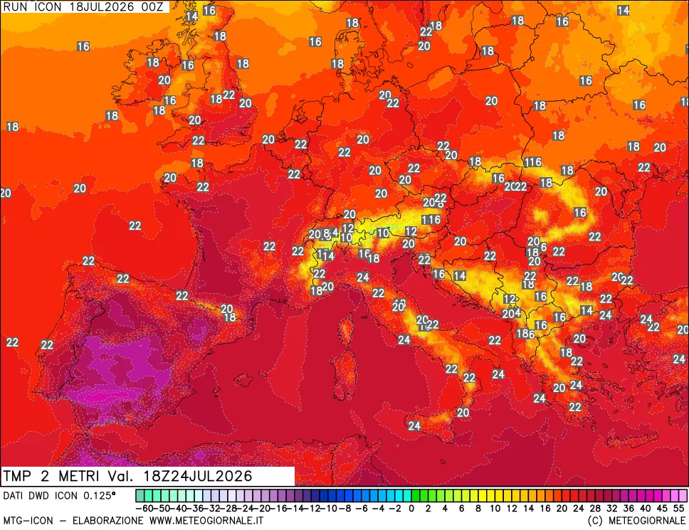 mappa Temp 2 metri