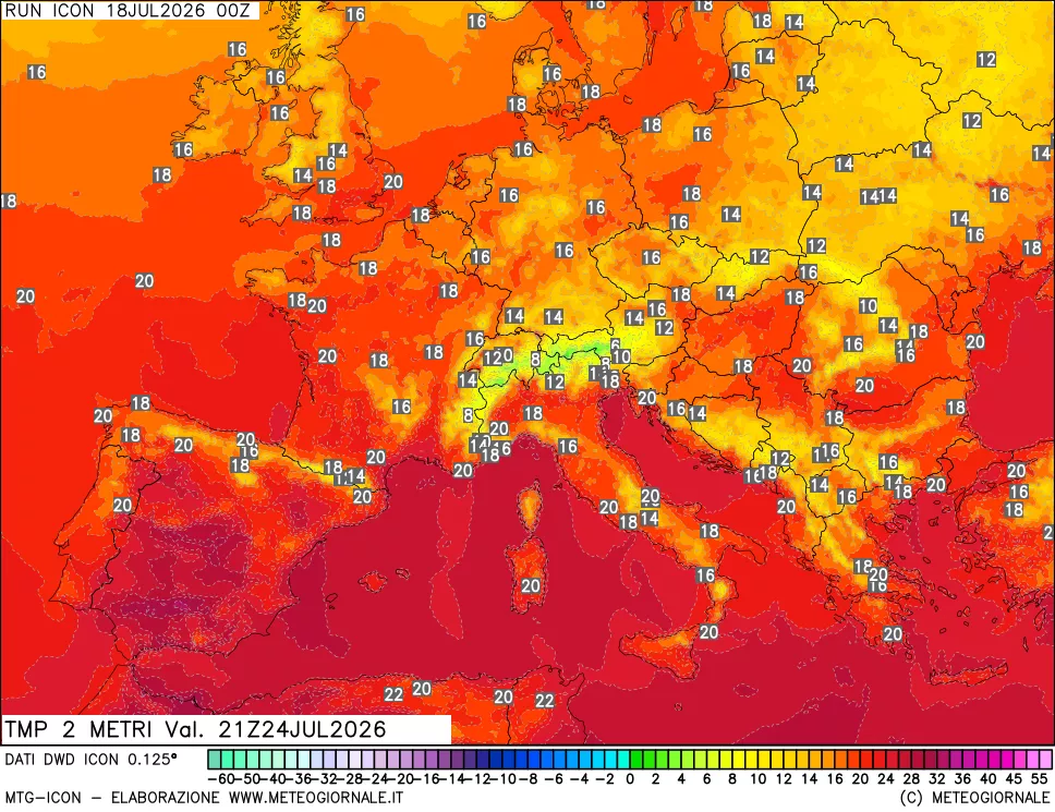 mappa Temp 2 metri