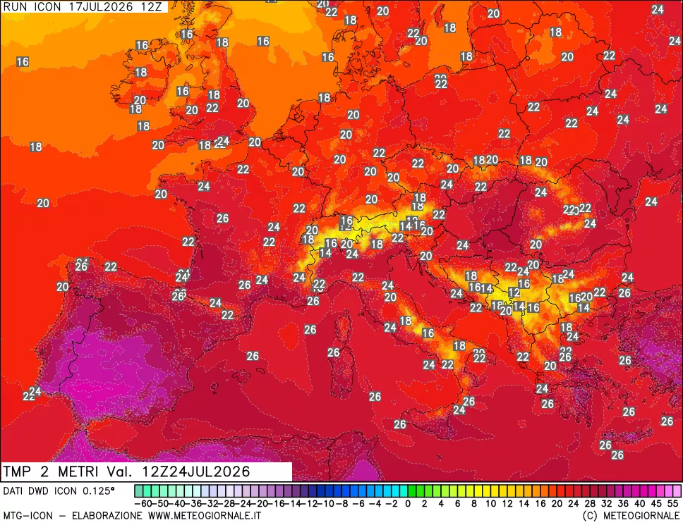 mappa Temp 2 metri