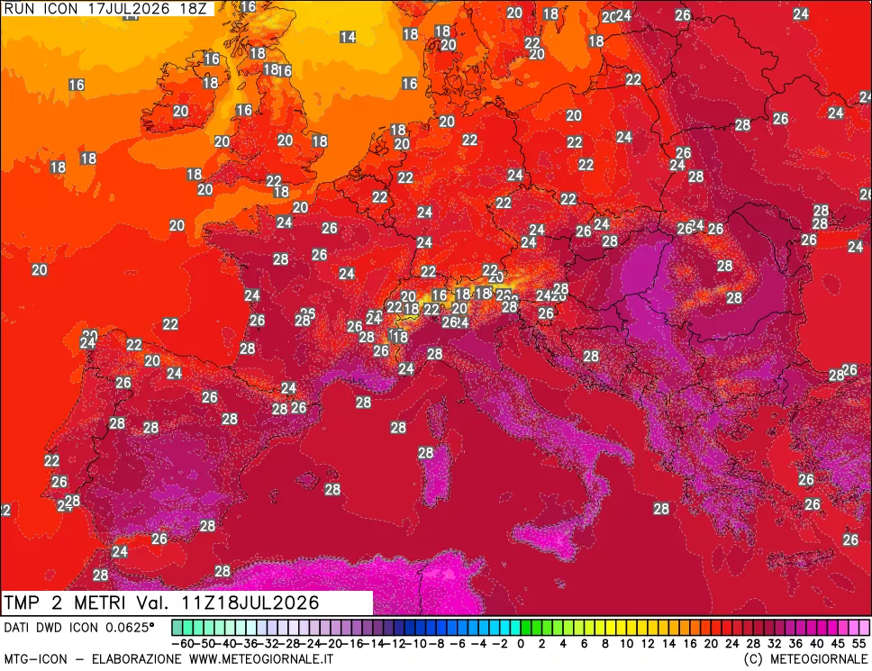 mappa Temp 2 metri