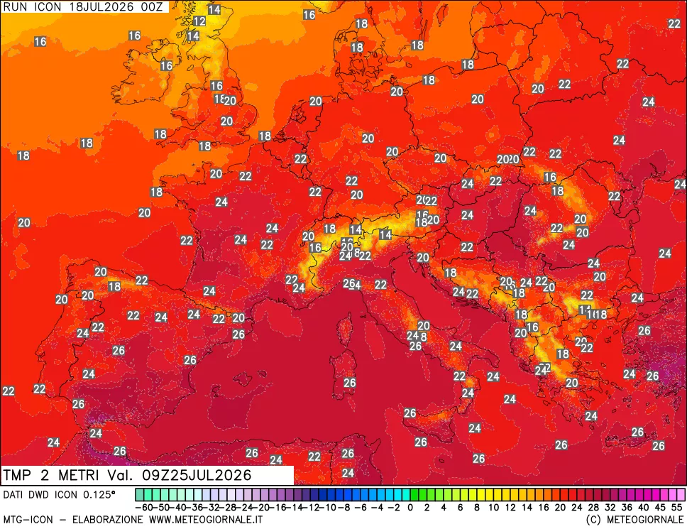 mappa Temp 2 metri