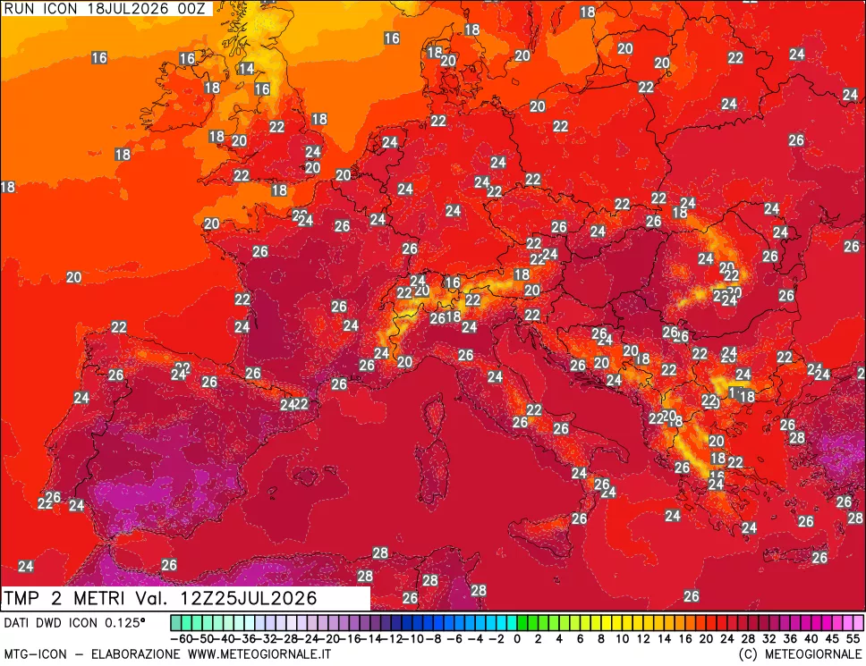 mappa Temp 2 metri