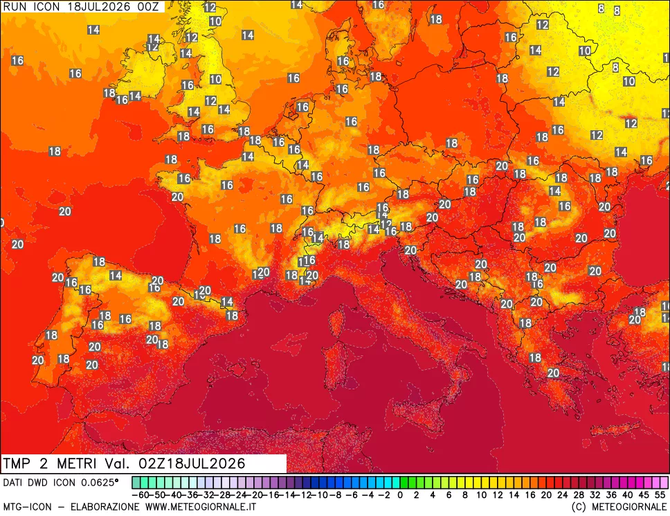mappa Temp 2 metri