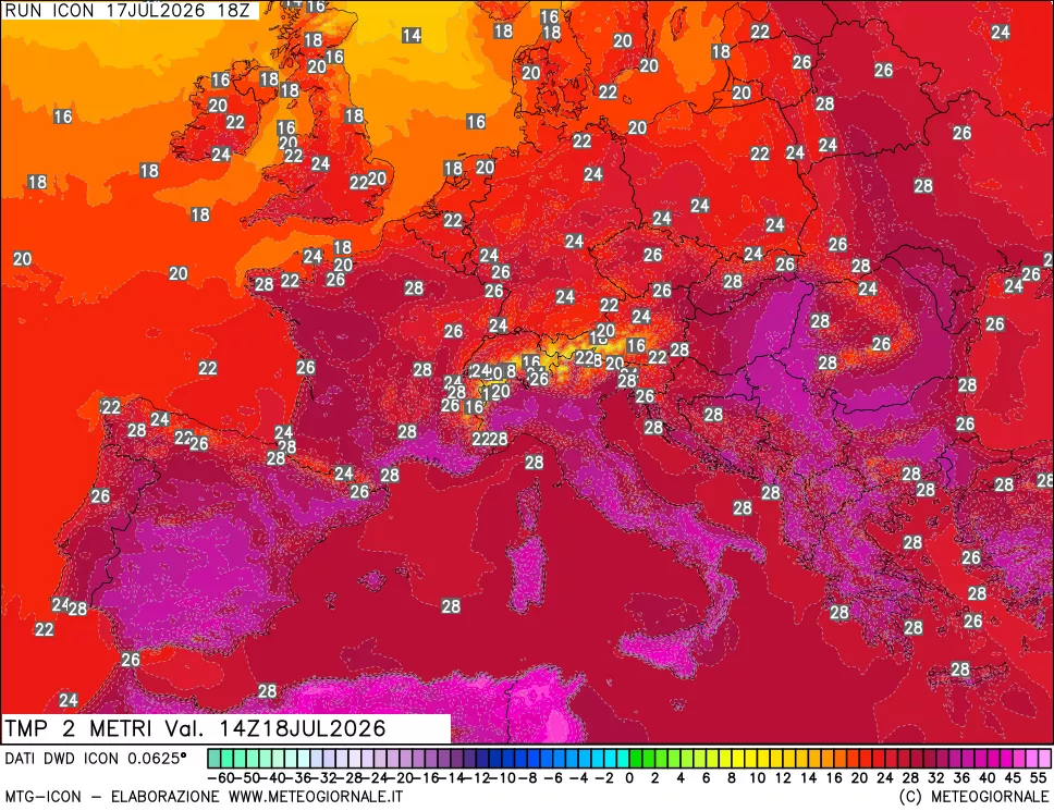mappa Temp 2 metri
