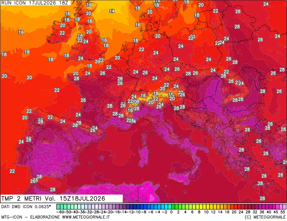 mappa Temp 2 metri