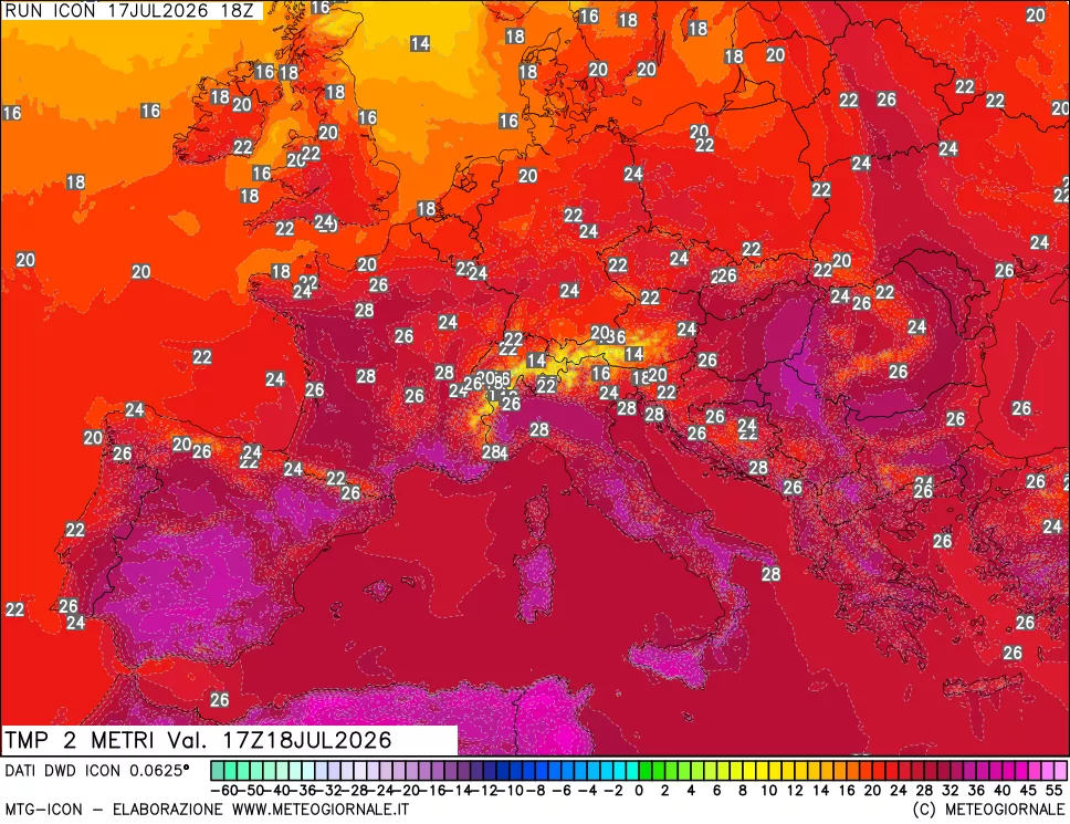 mappa Temp 2 metri