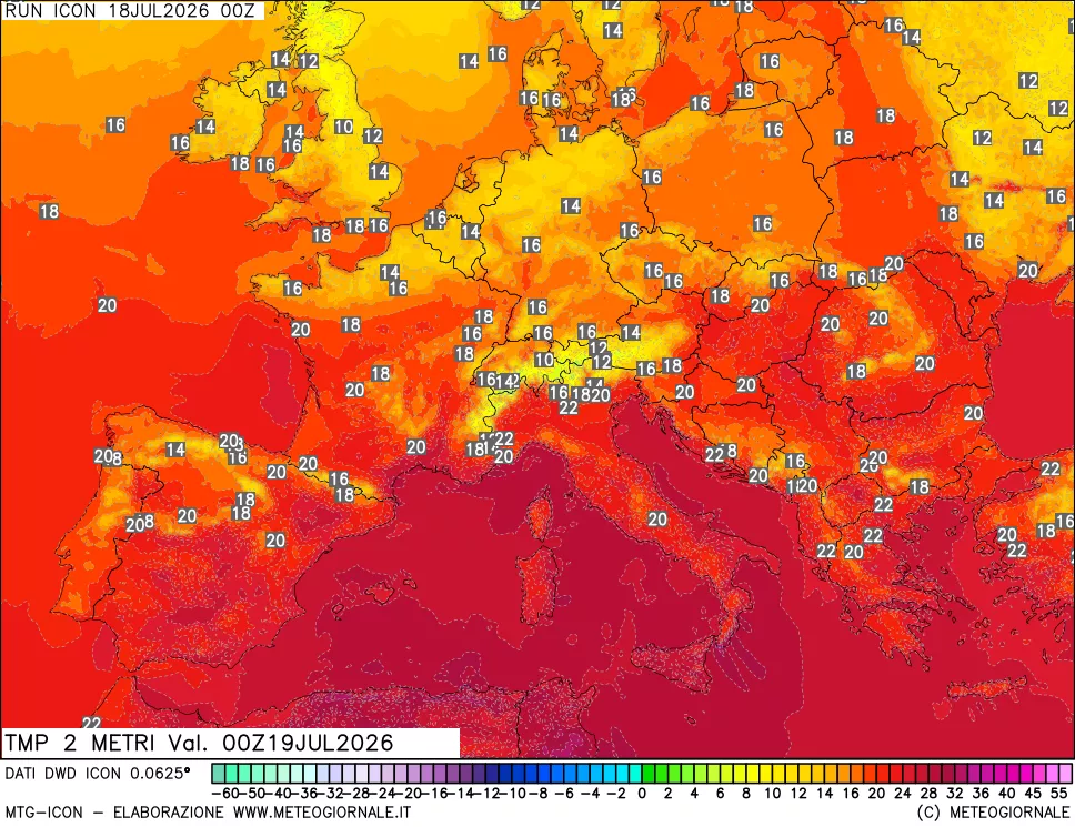 mappa Temp 2 metri
