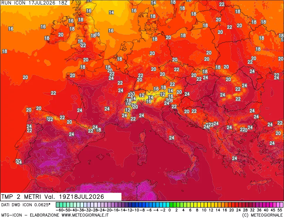 mappa Temp 2 metri