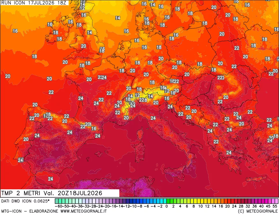 mappa Temp 2 metri