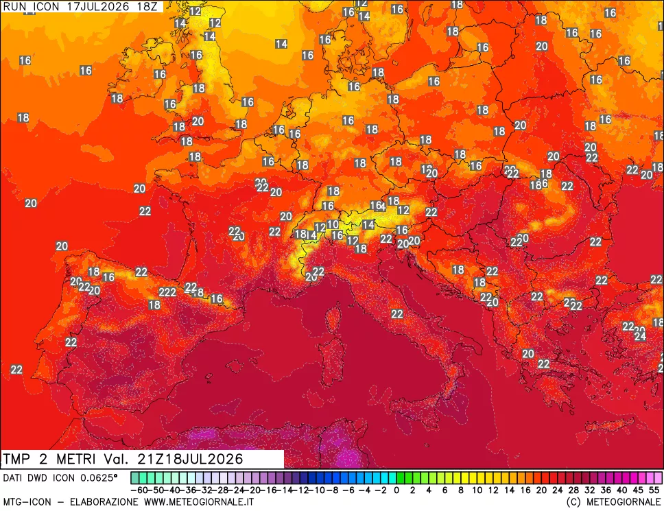 mappa Temp 2 metri