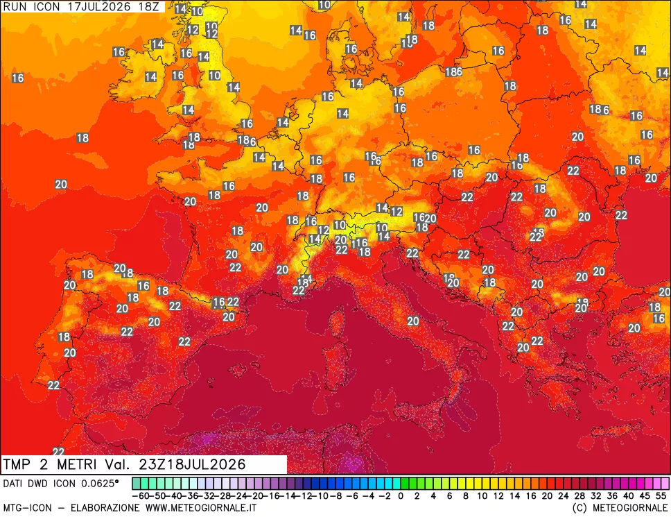 mappa Temp 2 metri