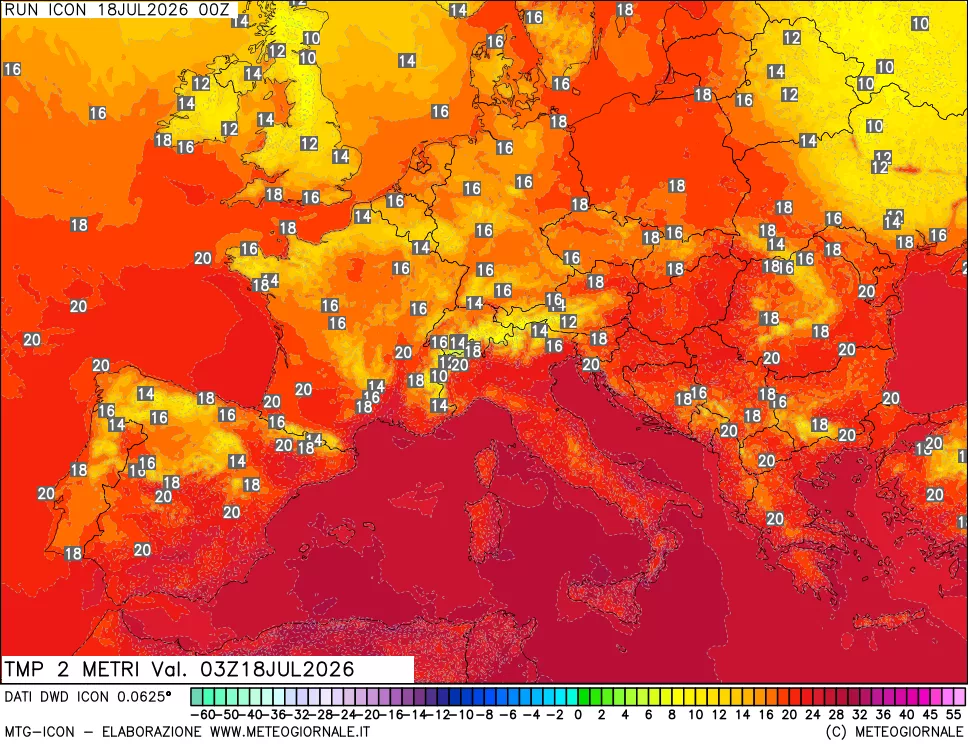 mappa Temp 2 metri