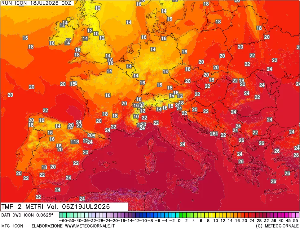 mappa Temp 2 metri