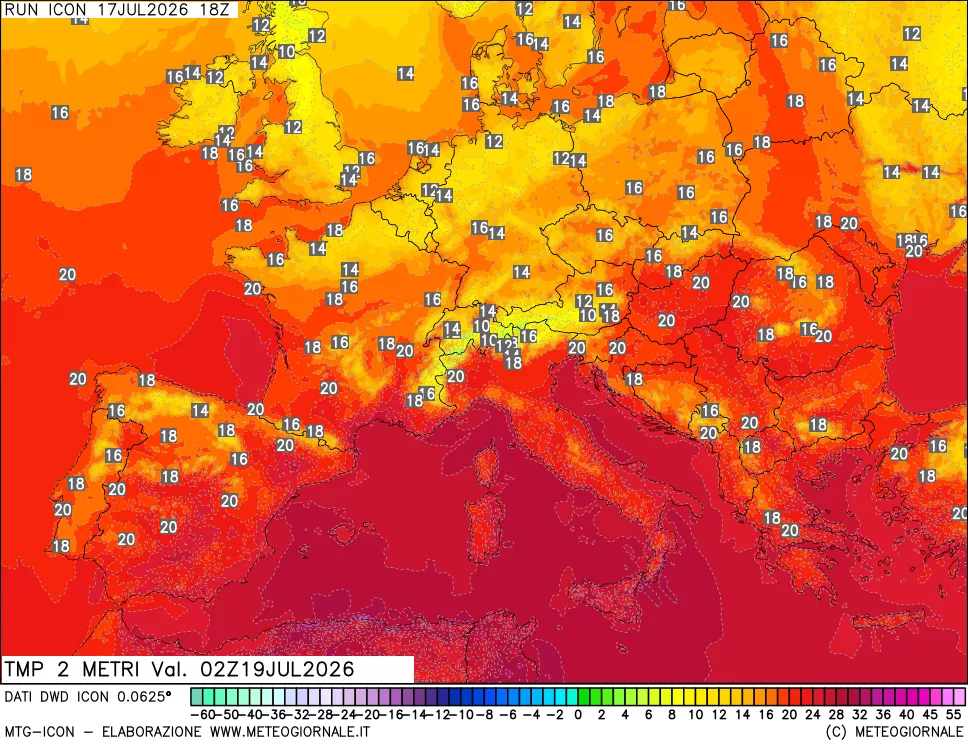 mappa Temp 2 metri