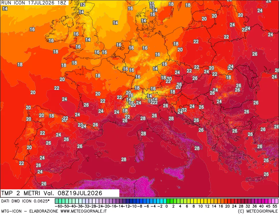 mappa Temp 2 metri