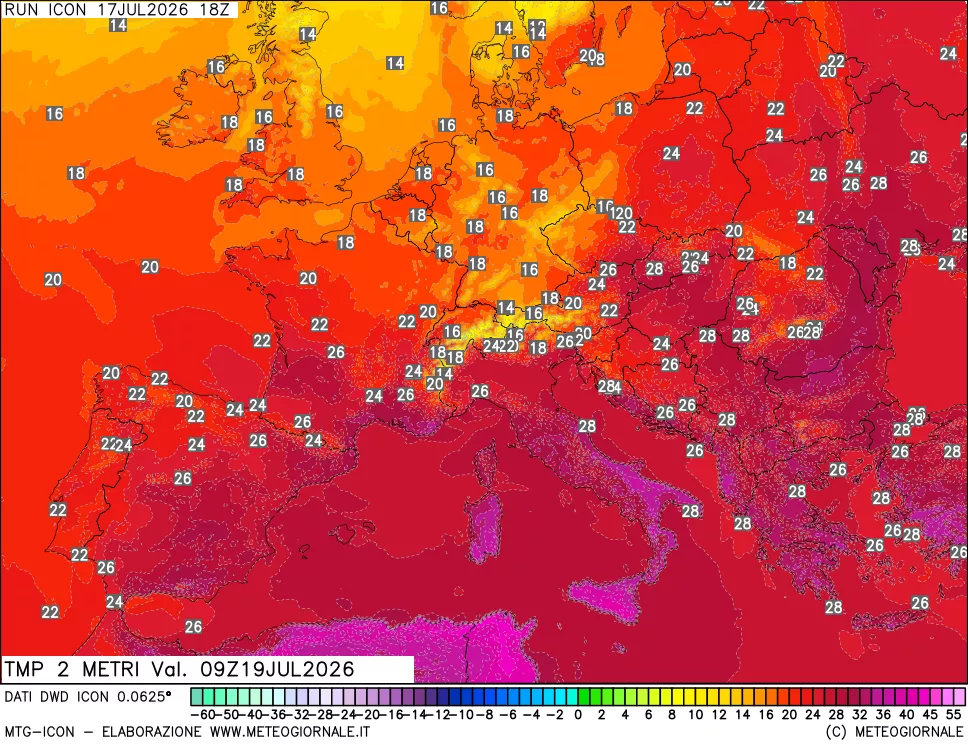 mappa Temp 2 metri