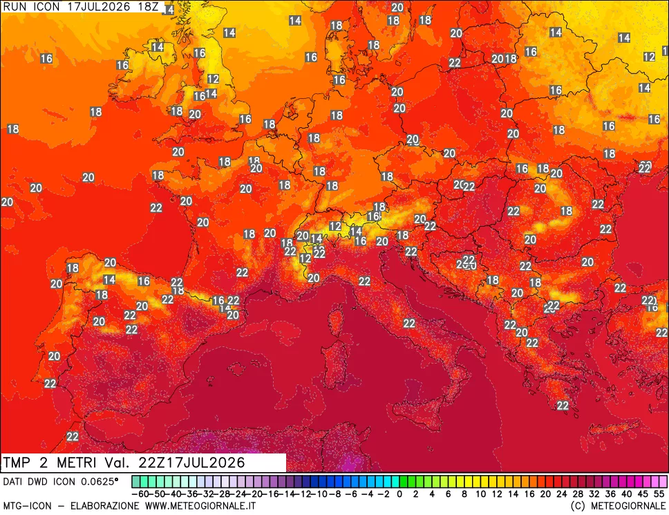 mappa Temp 2 metri