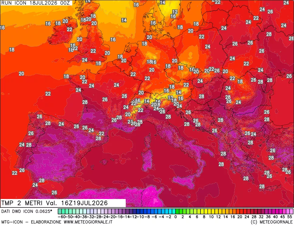 mappa Temp 2 metri