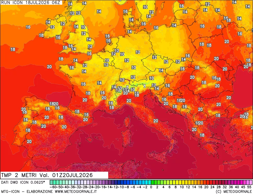 mappa Temp 2 metri
