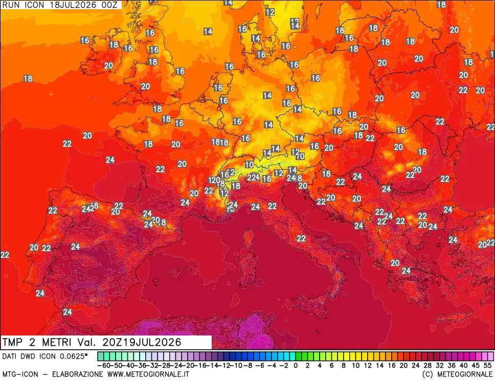 mappa Temp 2 metri