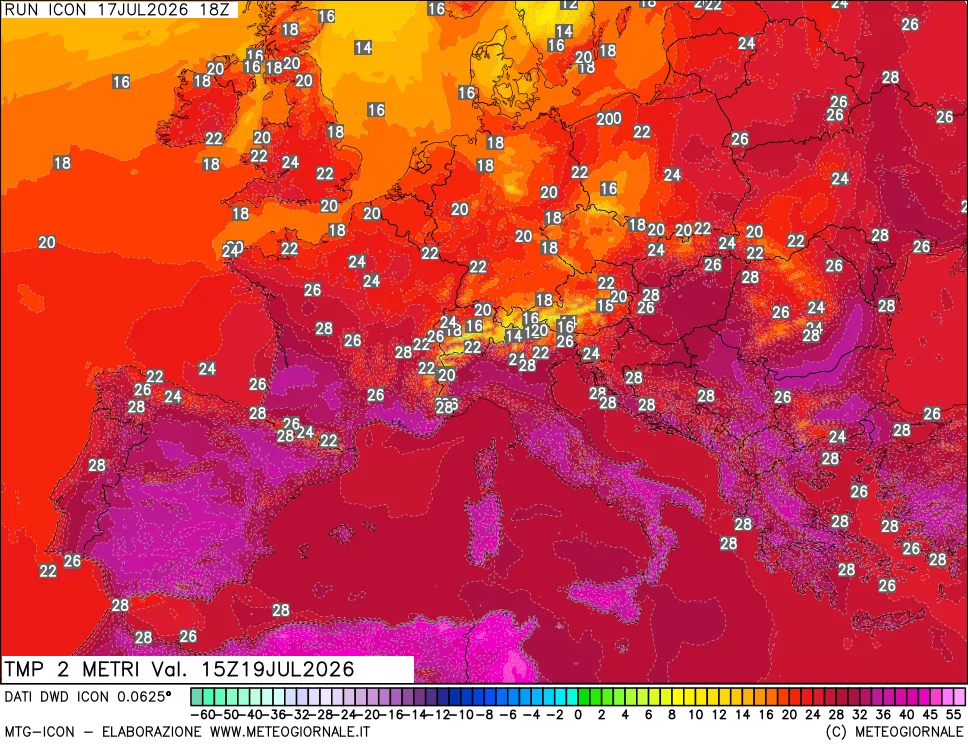 mappa Temp 2 metri
