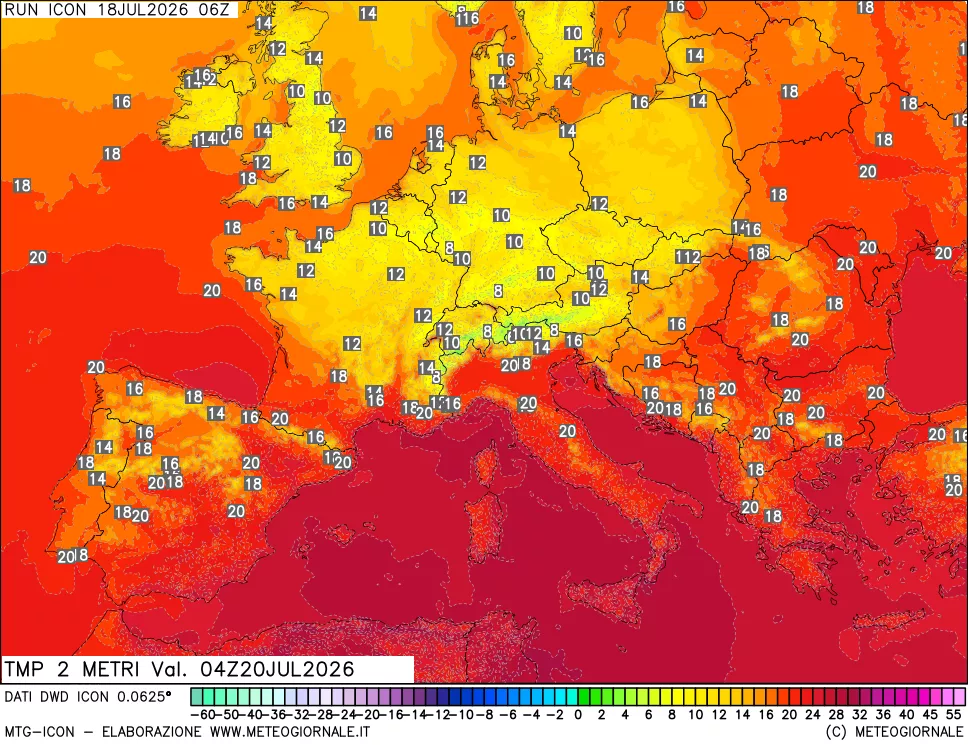 mappa Temp 2 metri