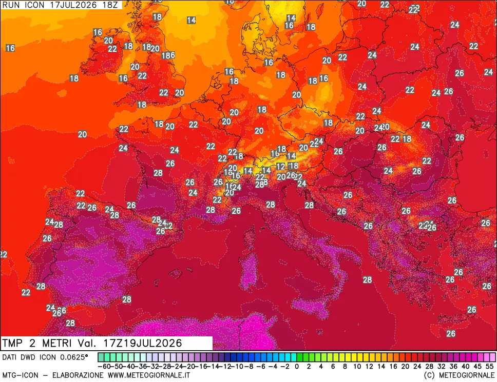 mappa Temp 2 metri