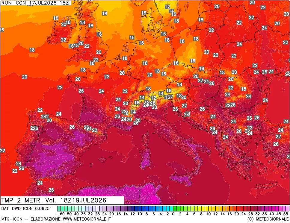 mappa Temp 2 metri