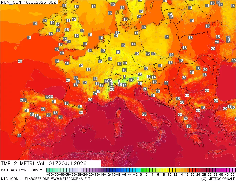 mappa Temp 2 metri