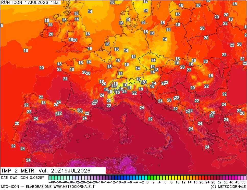 mappa Temp 2 metri
