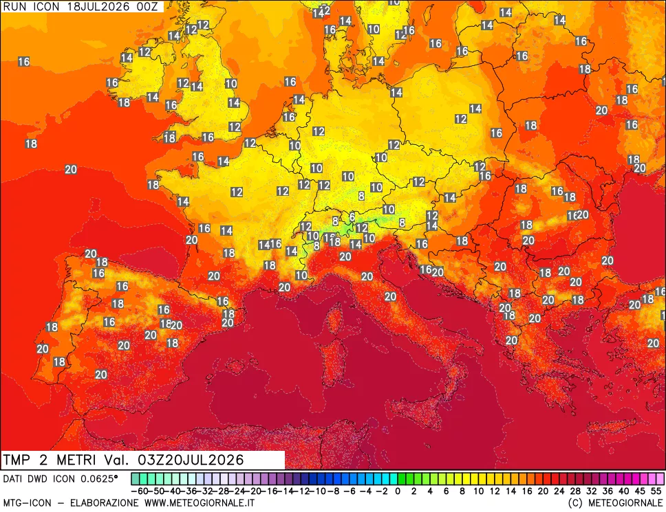 mappa Temp 2 metri